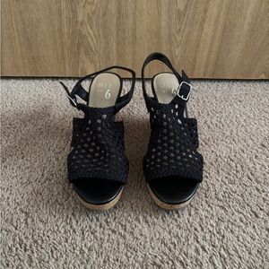 Mix No. 6 Black Woven Wedges